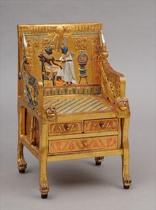 Appraisal: Polychrome Gilt and Carved Model of an Egyptian Throne Fitted