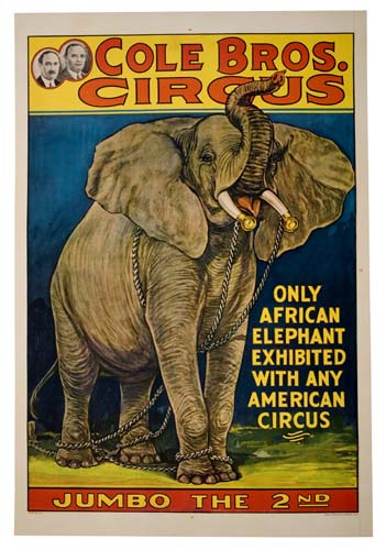 Appraisal: ANONYMOUS COLE BROS CIRCUS JUMBO THE ND x inches Erie