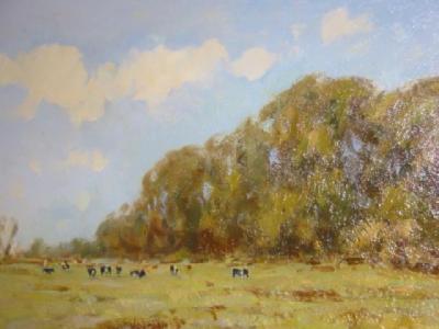 Appraisal: NEVILLE BARKER Cattle Grazing in an Autumn Landscape signed on