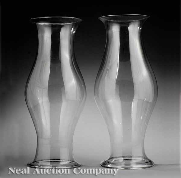 Appraisal: Two Large American Clear Blown Glass Hurricane Shades nd qtr