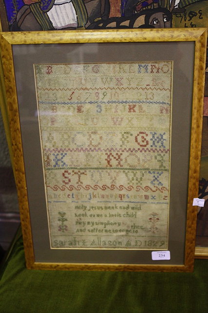 Appraisal: A th Century child's sampler by Sarah Allison dated cm