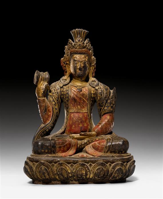 Appraisal: MALE DEITY Nepal th c H cm Wood with polychrome