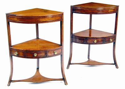 Appraisal: A pair of corner washstands each with a hinged folding