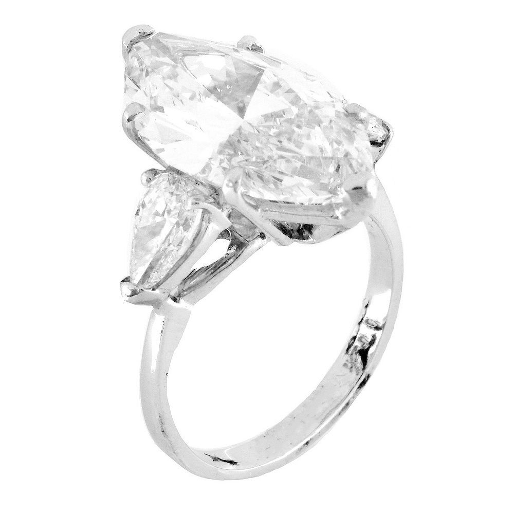 Appraisal: GIA ct Diamond and Platinum Ring GIA Certified Carat Marquise