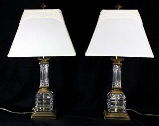 Appraisal: Pair of Hollywood Regency style glass table lamps Pair of