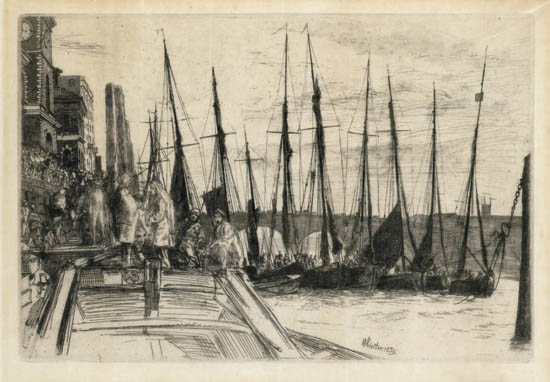 Appraisal: JAMES A M WHISTLER Billingsgate Etching printed in black on