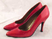 Appraisal: A pair of leather lady's shoes in pearlescent red by