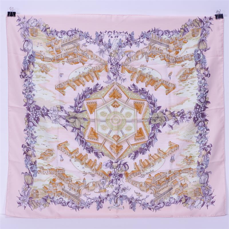 Appraisal: Hermes Paris 'Au Pays de Cocagne' silk scarf designed by