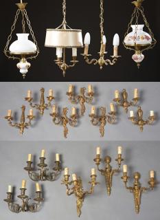 Appraisal: Group of Sixteen Pieces of French Lighting th c Group