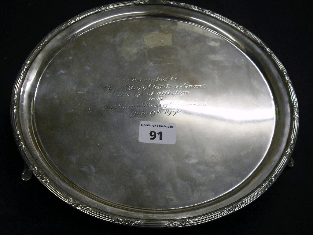 Appraisal: Good circular presentation salver by D J Wellby Ltd Garrick