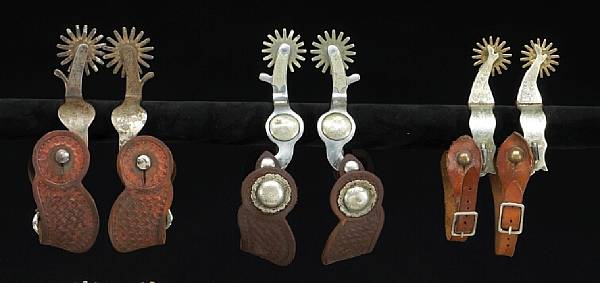 Appraisal: A lot of three pairs of western spurs s Including