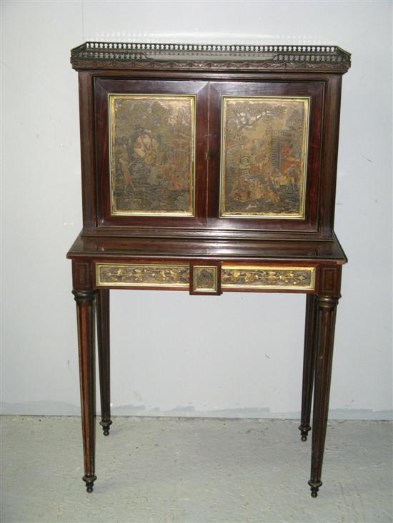 Appraisal: th Century kingwood and rosewood escritoire with raised metal gallery