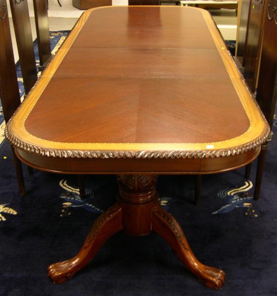 Appraisal: Chippendale style double pedestal dining table mahogany cabriole legs ball