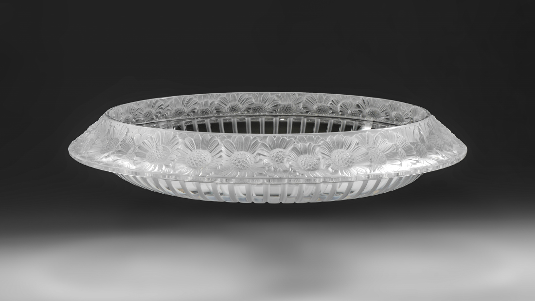 Appraisal: LALIQUE MARGUERITES BOWL Clear with frosted flower rim signed Lalique