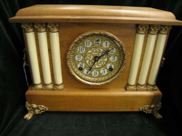 Appraisal: Sessions Mantle Clock wooden with bronzed faux marble trim x