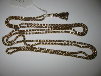 Appraisal: A CT GOLD MUFF CHAIN of mildly faceted oval belcher