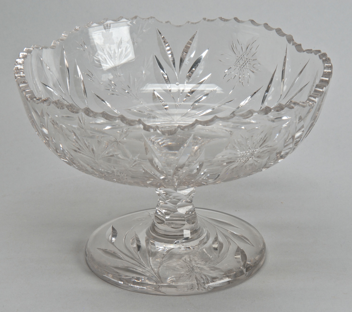 Appraisal: NEW YORK STATE BRILLIANT PERIOD CUT GLASS COMPOTE with cut