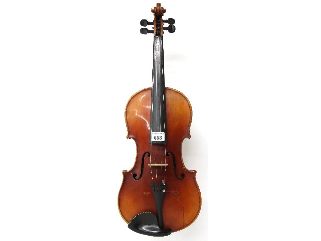 Appraisal: Early th century Stradivari copy violin cm