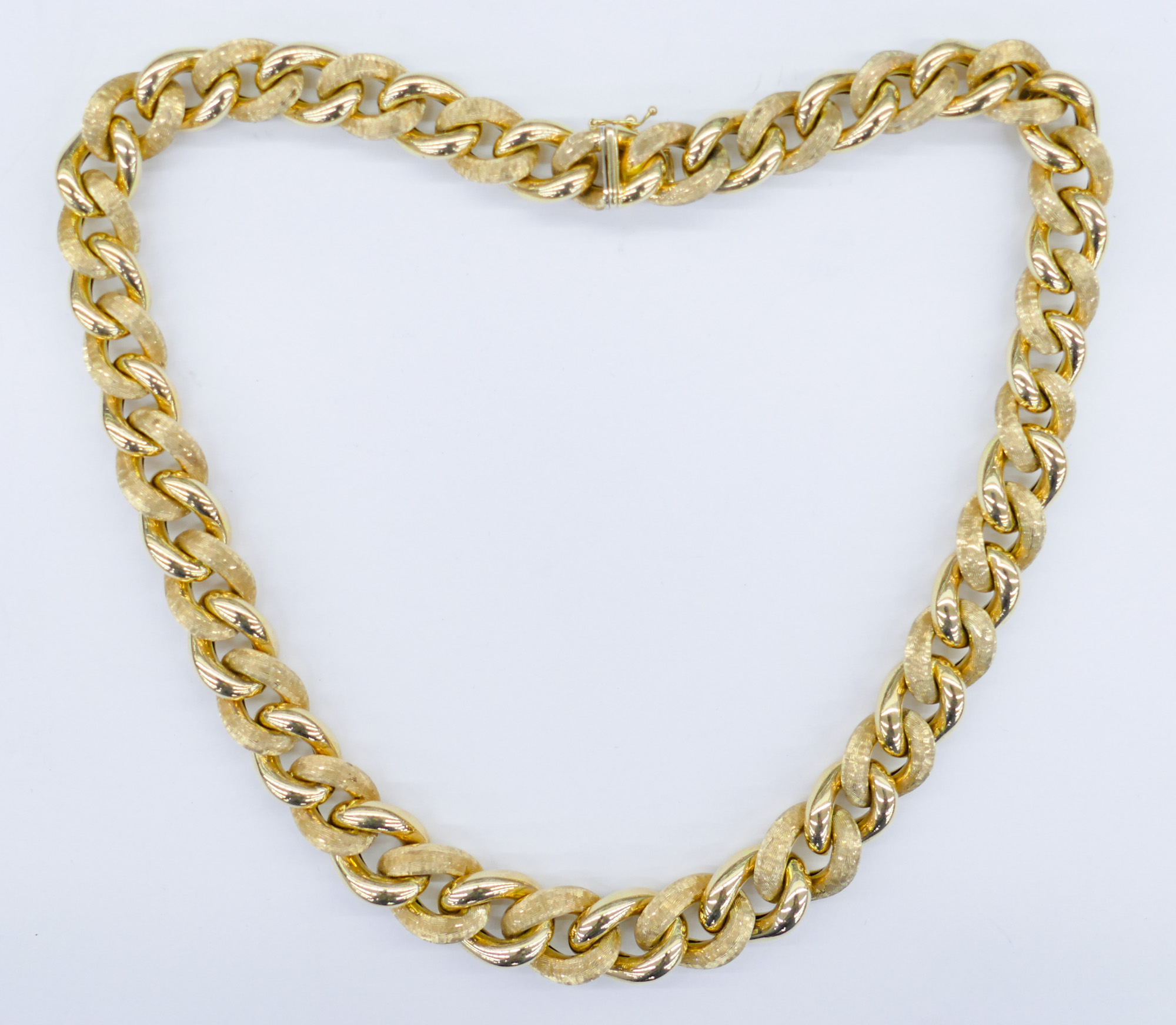 Appraisal: Italian k Textured Double Curb Link Necklace '' A thick