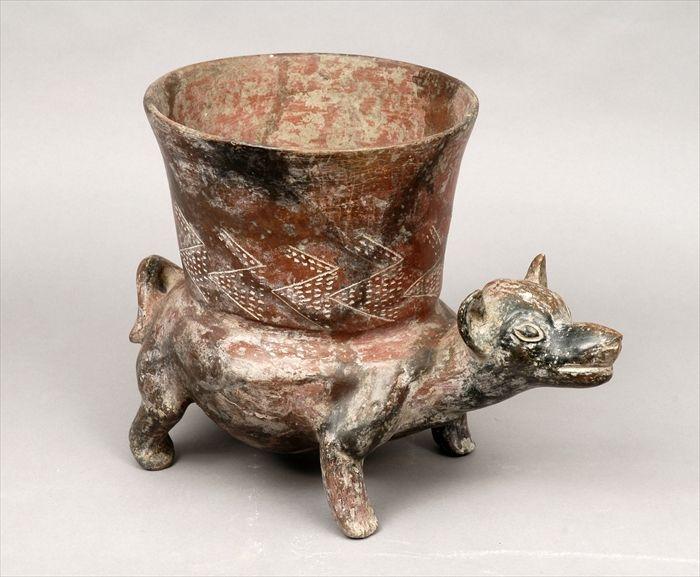 Appraisal: Pre-Columbian Style Pottery Dog-Form Vessel x in Provenance Property from