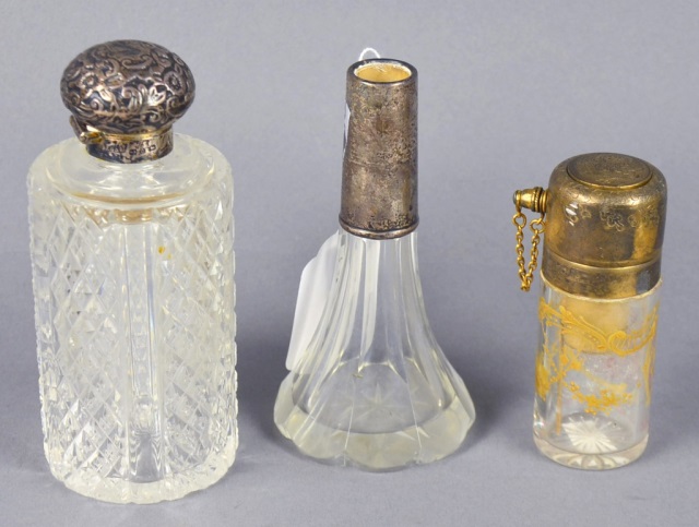 Appraisal: Crystal AtomizerAlong with crystal bottle with hinged sterling lid with