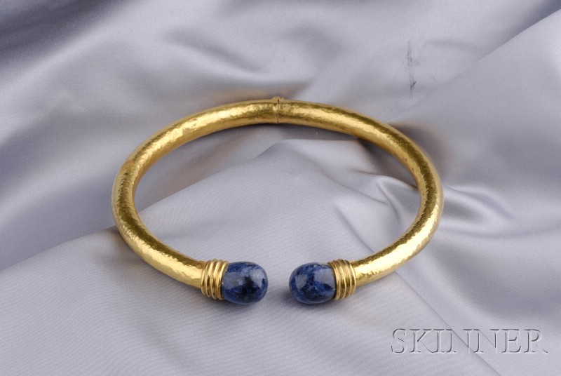 Appraisal: kt Gold and Sodalite Neolithic Collar Lalaounis the hinged hammered