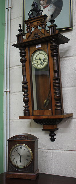 Appraisal: AN EARLY TH CENTURY CONTINENTAL WALNUT WALL CLOCK with pierced