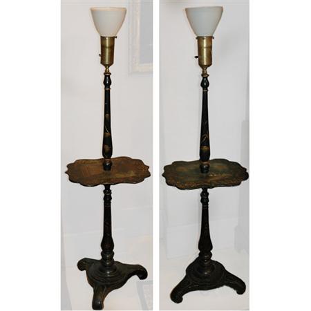 Appraisal: Pair of Regency Style Painted and Parcel Gilt Floor Lamps