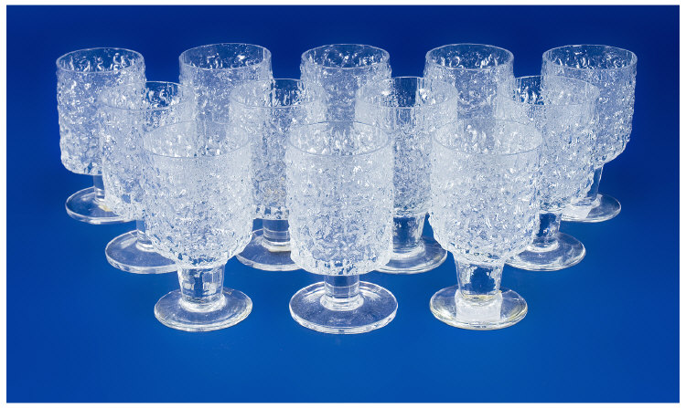 Appraisal: Whitefriars Glacier Pattern 's small sherry glasses