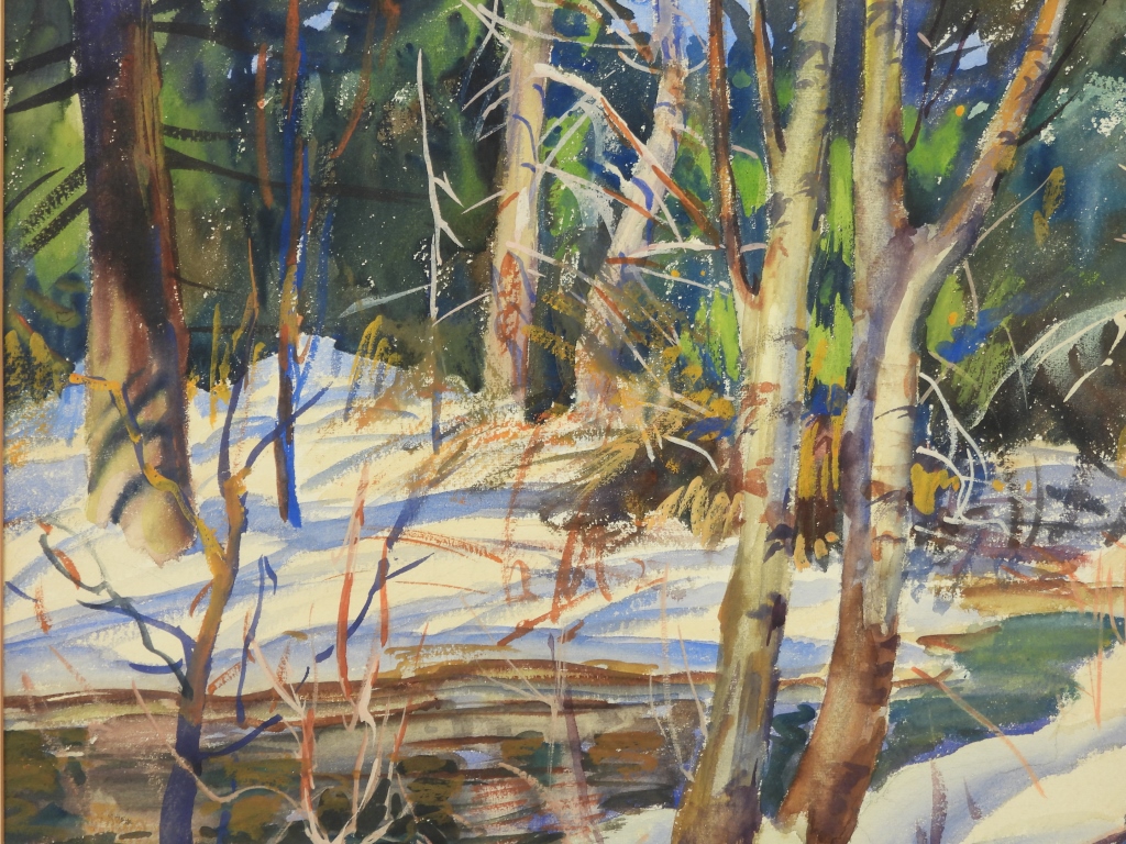 Appraisal: MACIVOR REDDIE WINTER FOREST WC LANDSCAPE PAINTING Massachusetts New York