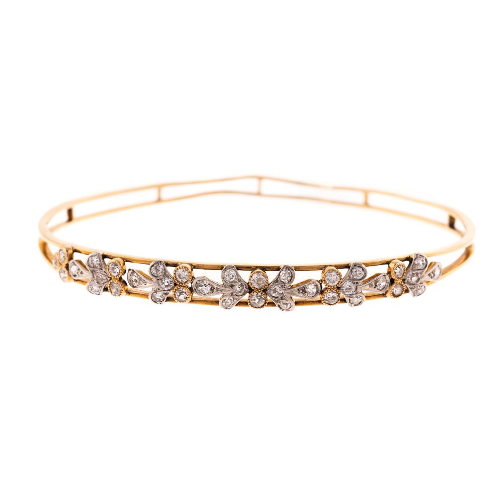 Appraisal: An Edwardian Diamond Bangle in K K yellow gold bangle