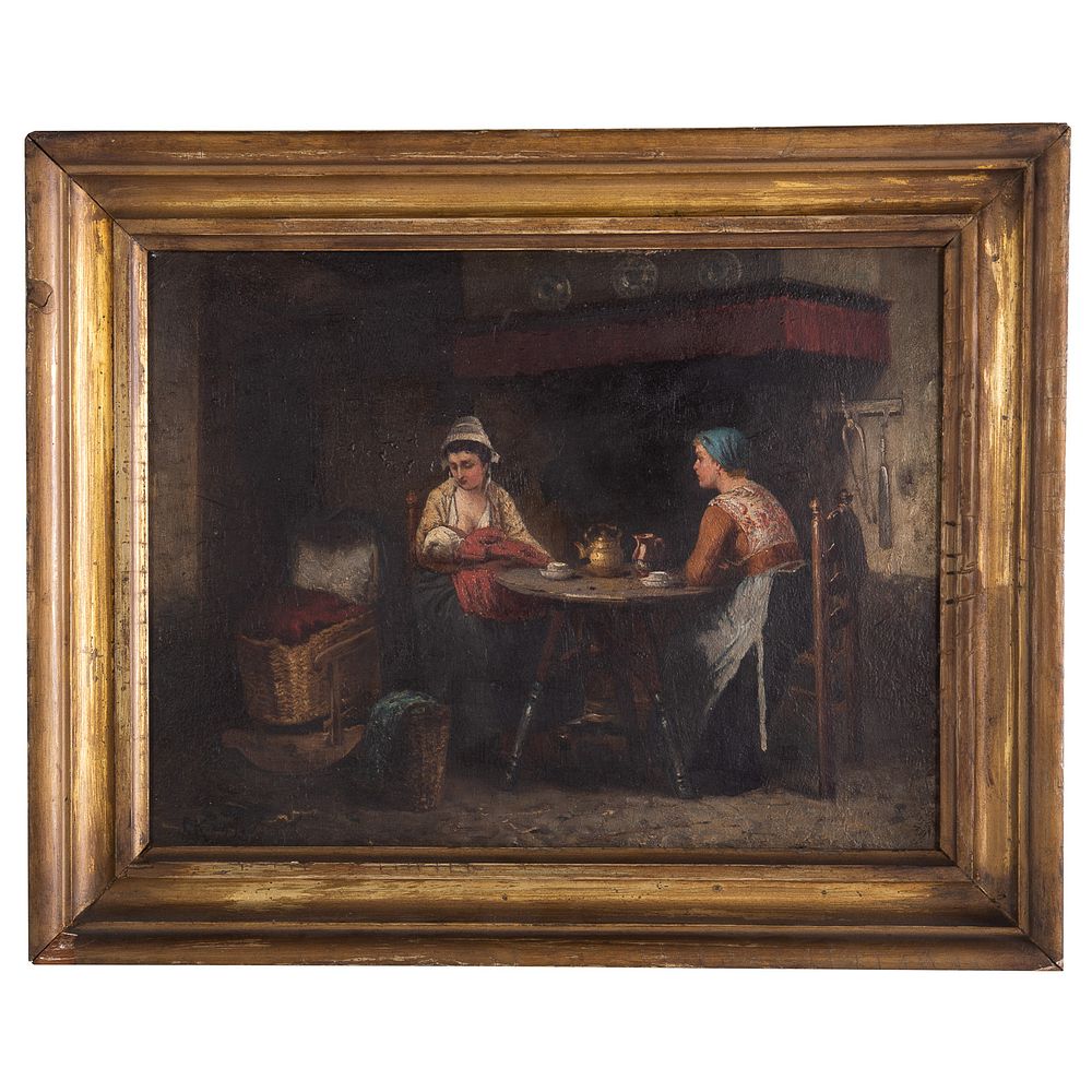 Appraisal: Sipke Kool Peasant Women in an Interior oil Dutch -