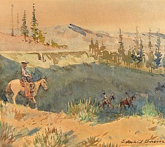 Appraisal: Edward Borein Untitled Riders in Valley watercolor on paper x