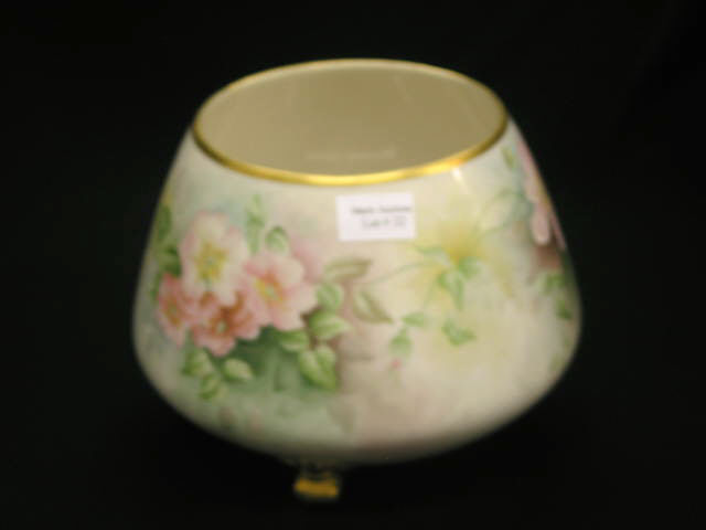 Appraisal: Fine Handpainted Porcelain Vase footed floral signed dated