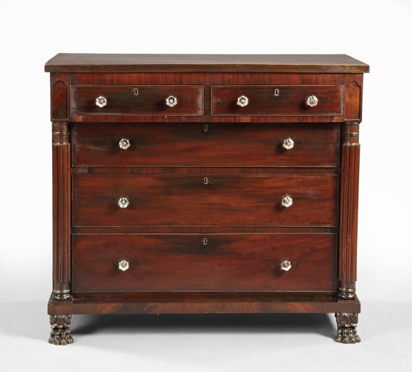 Appraisal: American Classical Mahogany Chest early th century the rectangular top