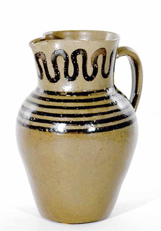 Appraisal: Southern stoneware pitcher Thomas Chandler Edgefield South Carolina circa alkaline