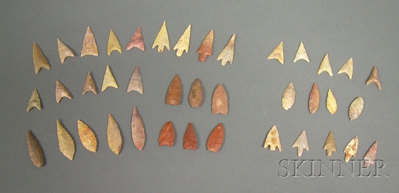 Appraisal: Thirty-nine Finely Worked African Neolithic Stone Spear Points Niger Sahara