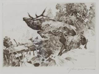 Appraisal: Stampede by Carl Rungius Carl Rungius - etching and drypoint