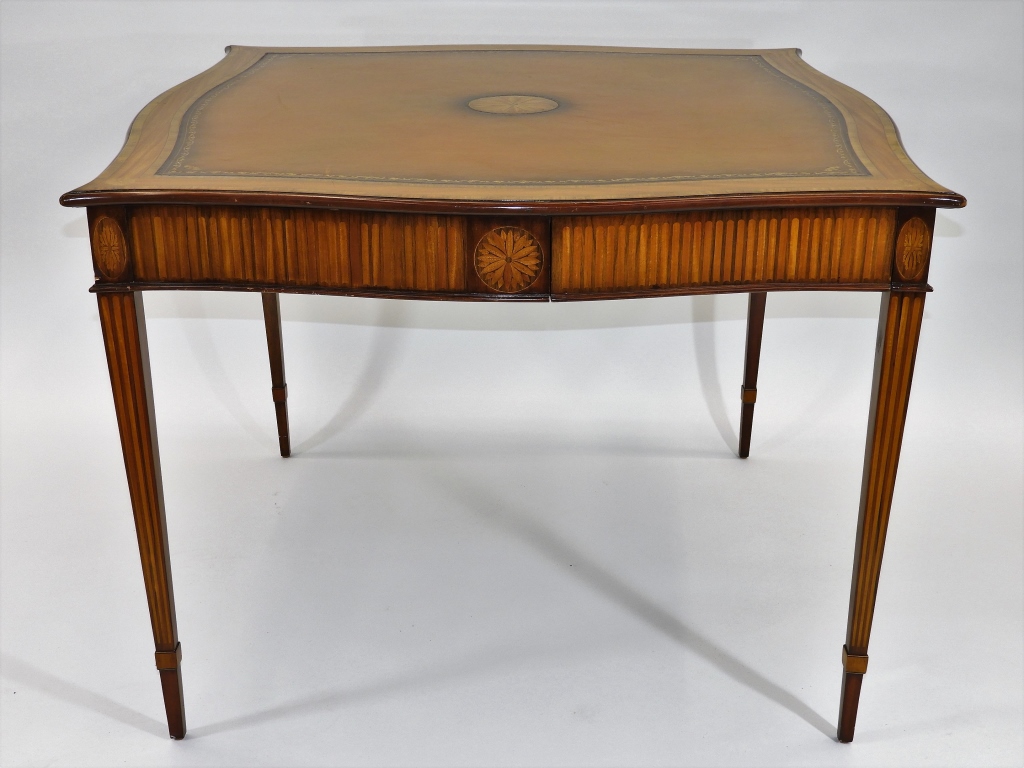 Appraisal: MAITLAND-SMITH LEATHER INLAID WOOD CARD GAME TABLE North Carolina th