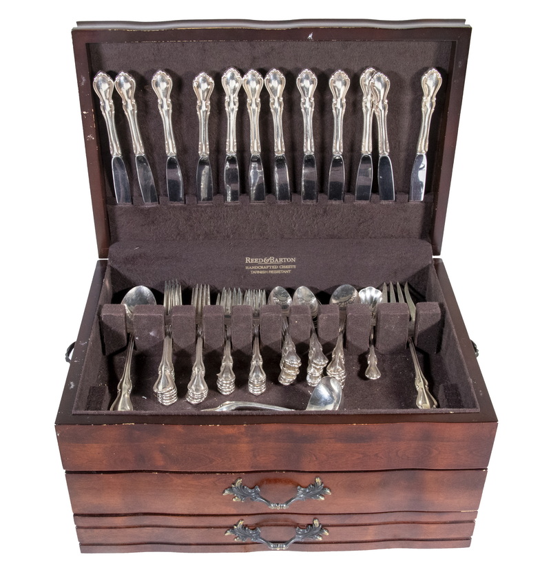 Appraisal: CASED PCS REED BARTON SILVER FLATWARE -Piece Set of Hampton