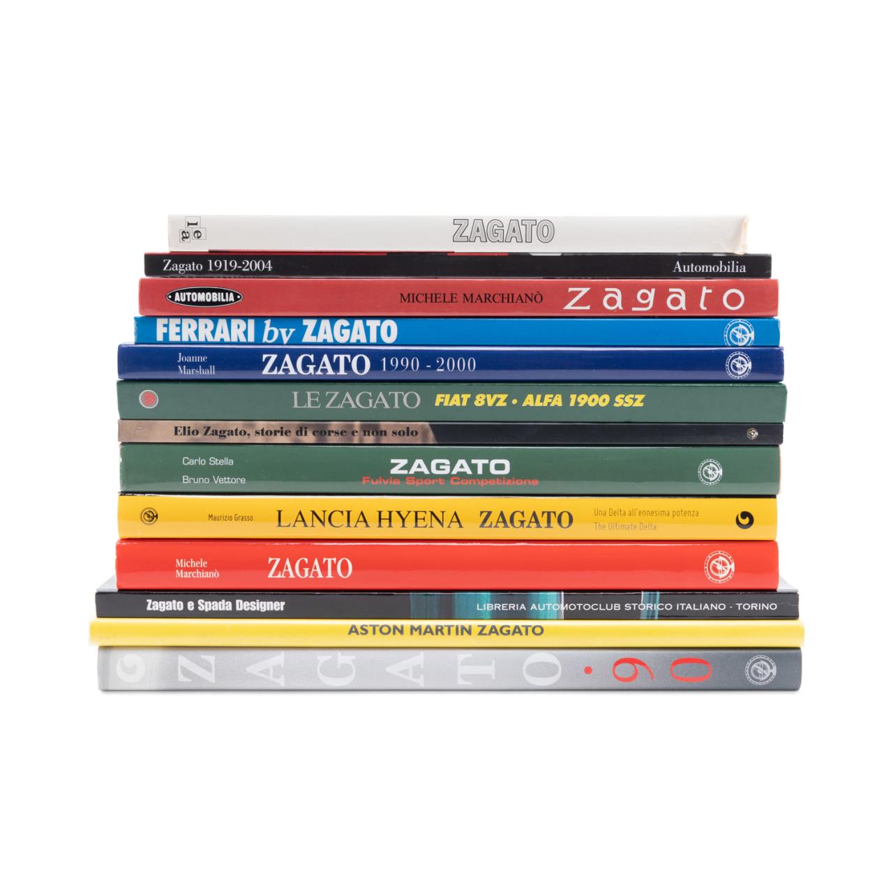 Appraisal: THIRTEEN BOOKS ON ITALIAN ZAGATO AUTOMOBILES Collection of thirteen hardcover