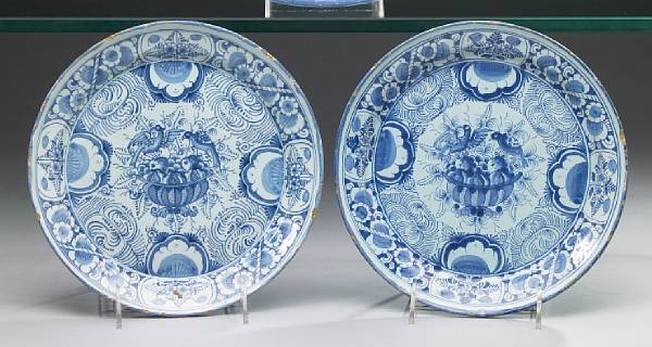 Appraisal: Two Dutch tin glaze blue and white plates second half