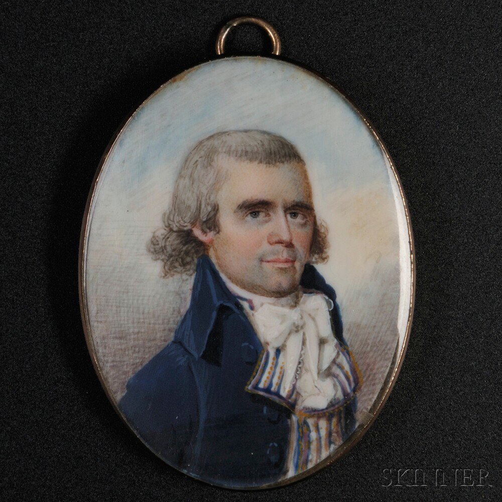 Appraisal: Attributed to Archibald Robertson American - Miniature Portrait of Obadiah