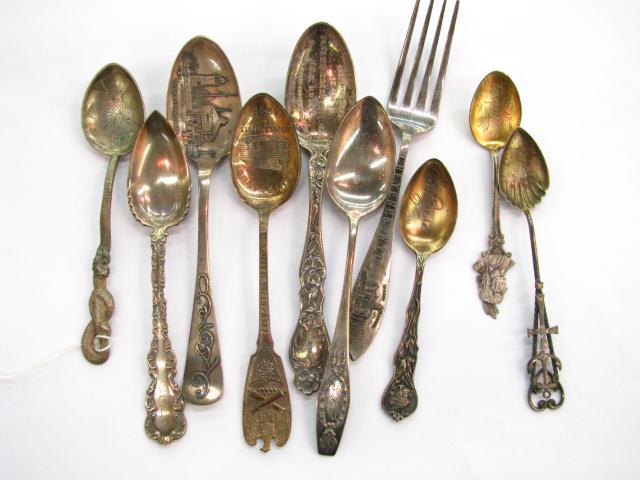 Appraisal: Group of Souvenir Spoons including five spoons and one fork