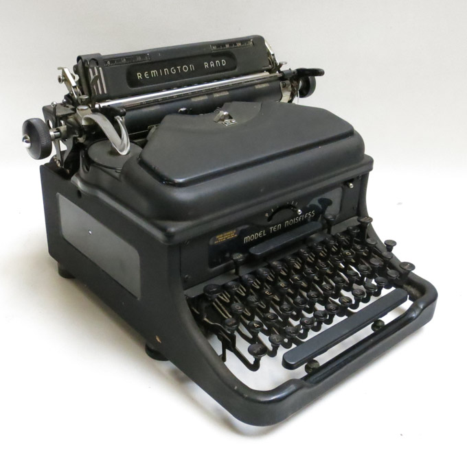 Appraisal: VINTAGE REMINGTON RAND MODEL TEN NOISELESS TYPEWRITER with black finish