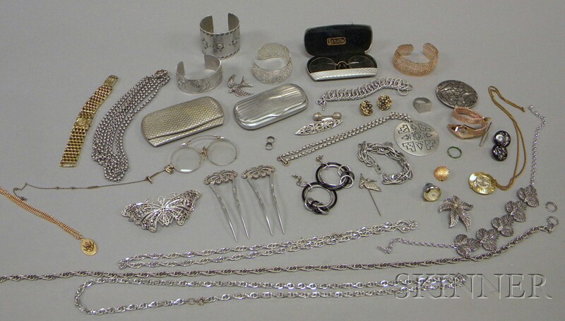 Appraisal: Group of Aluminum Jewelry and Accessories including eyeglass cases cuff