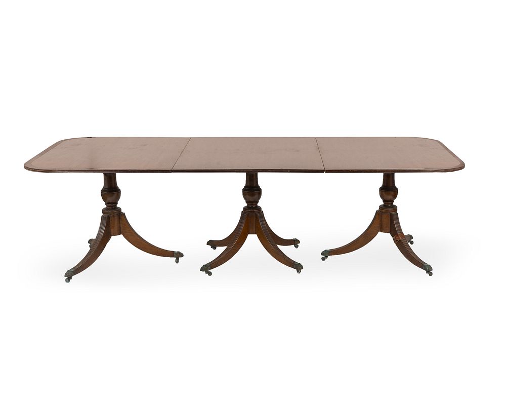 Appraisal: A Regency Style Mahogany Three-Pedestal Dining Table Height x length