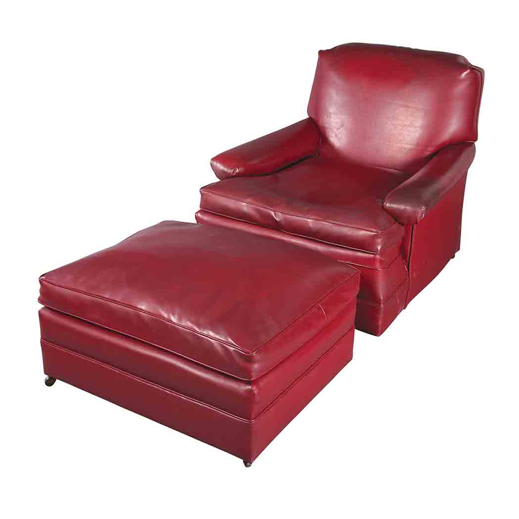 Appraisal: Douglas Fairbanks Jr 's Red Faux Leather Upholstered Club Chair