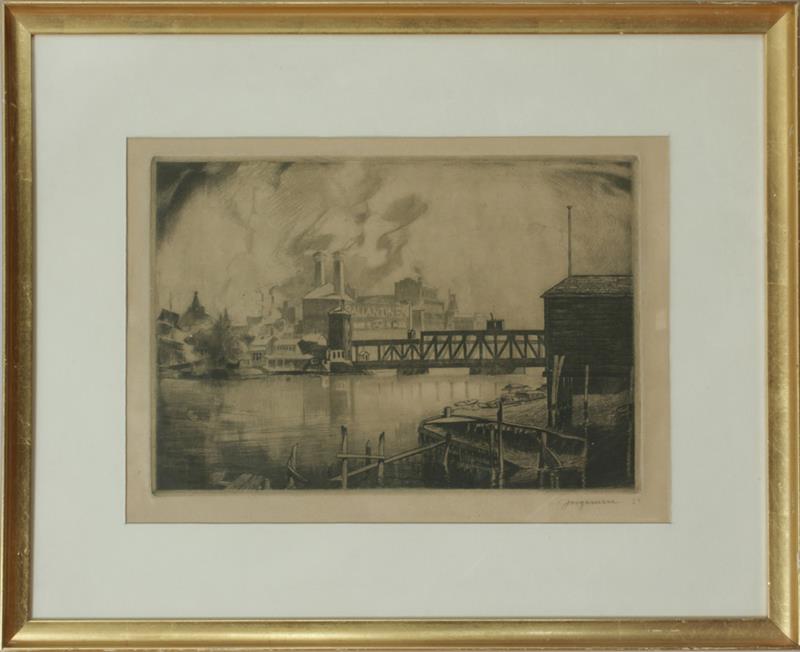 Appraisal: Jorgensen Harbor View Etching on wove paper with margins signed