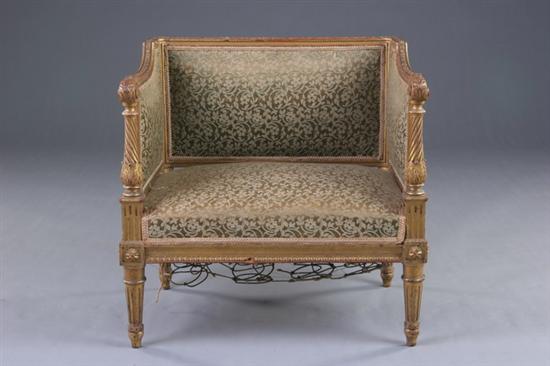 Appraisal: LOUIS XVI STYLE BENCH late th century gilt-wood Molded-edge crest